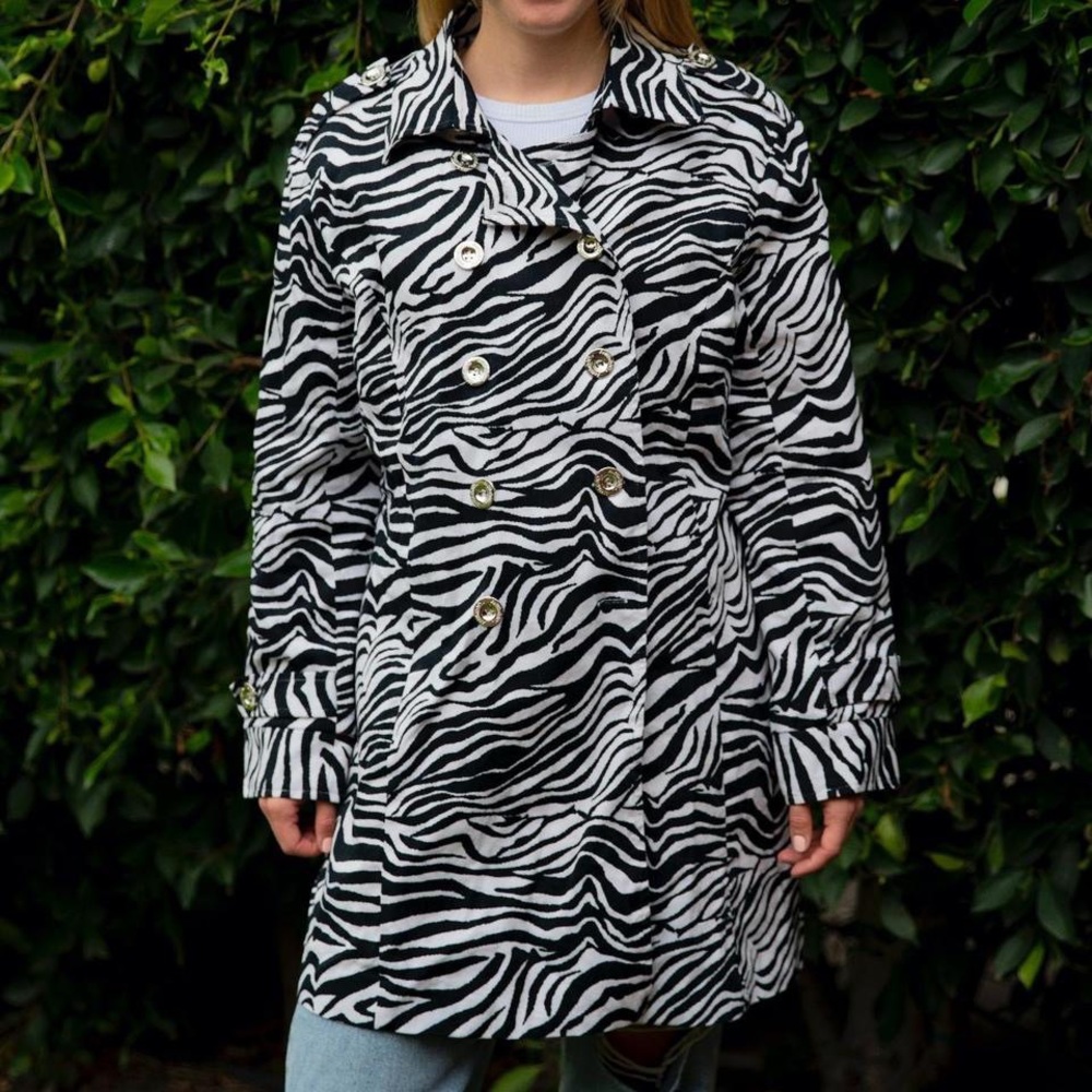 Zebra peacoat with fun red lining 🦓